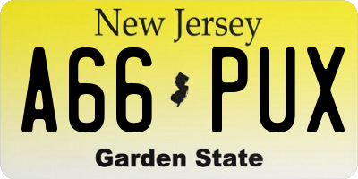 NJ license plate A66PUX