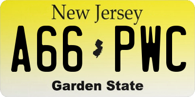 NJ license plate A66PWC