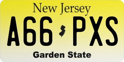 NJ license plate A66PXS