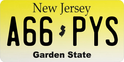 NJ license plate A66PYS