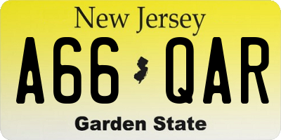 NJ license plate A66QAR