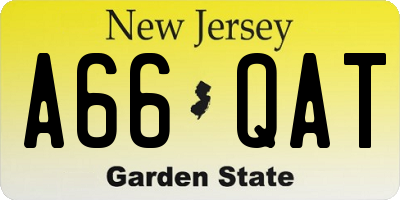 NJ license plate A66QAT