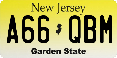 NJ license plate A66QBM