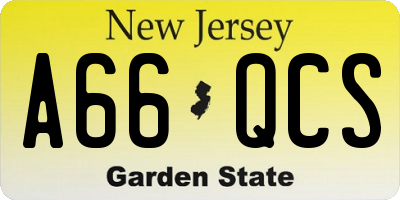 NJ license plate A66QCS