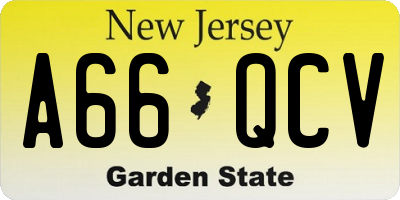 NJ license plate A66QCV