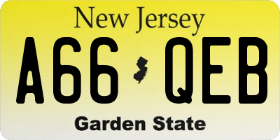 NJ license plate A66QEB