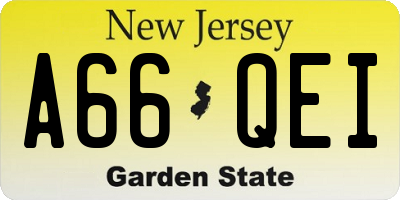 NJ license plate A66QEI