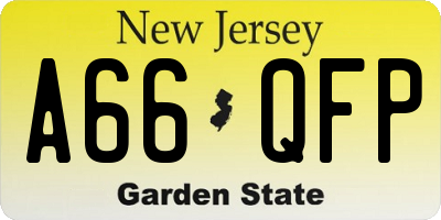 NJ license plate A66QFP