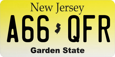 NJ license plate A66QFR