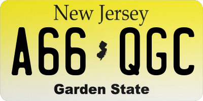 NJ license plate A66QGC