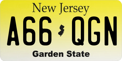 NJ license plate A66QGN