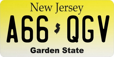 NJ license plate A66QGV