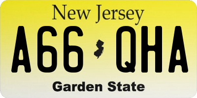 NJ license plate A66QHA