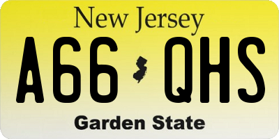 NJ license plate A66QHS