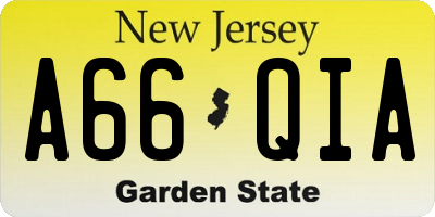 NJ license plate A66QIA