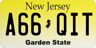 NJ license plate A66QIT