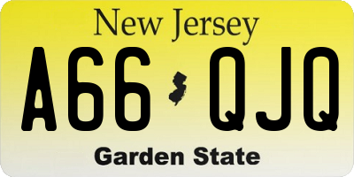 NJ license plate A66QJQ