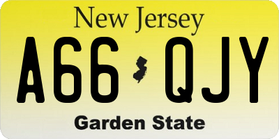 NJ license plate A66QJY