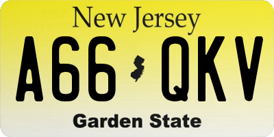 NJ license plate A66QKV