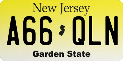 NJ license plate A66QLN