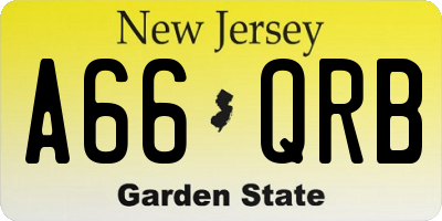 NJ license plate A66QRB