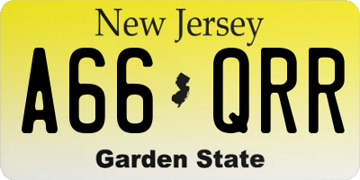 NJ license plate A66QRR