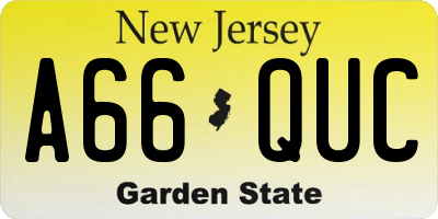 NJ license plate A66QUC