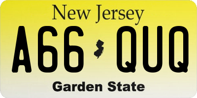 NJ license plate A66QUQ