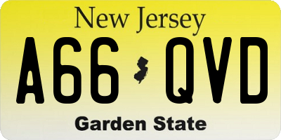 NJ license plate A66QVD