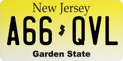 NJ license plate A66QVL