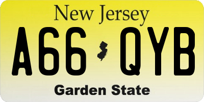 NJ license plate A66QYB