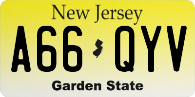 NJ license plate A66QYV