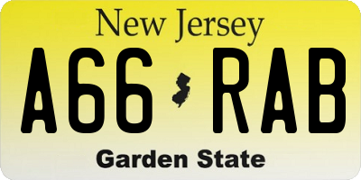 NJ license plate A66RAB