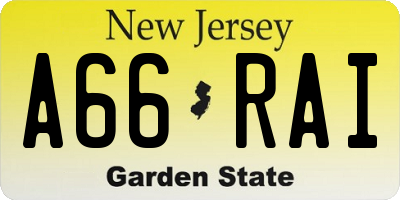 NJ license plate A66RAI