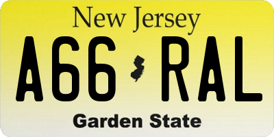 NJ license plate A66RAL