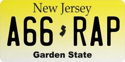 NJ license plate A66RAP