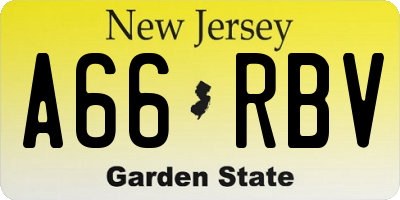 NJ license plate A66RBV