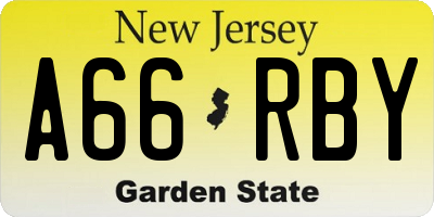 NJ license plate A66RBY