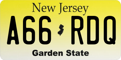 NJ license plate A66RDQ