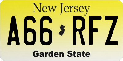 NJ license plate A66RFZ