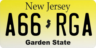 NJ license plate A66RGA