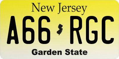 NJ license plate A66RGC