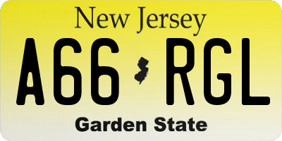 NJ license plate A66RGL
