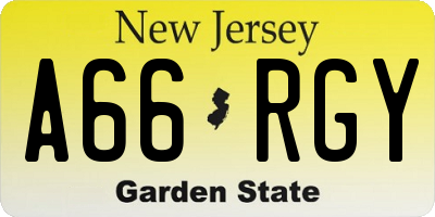 NJ license plate A66RGY