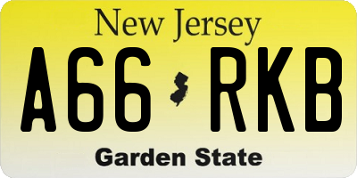 NJ license plate A66RKB