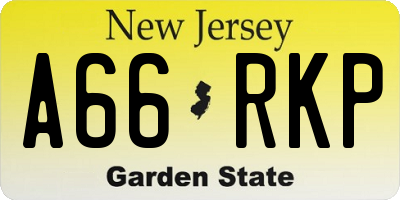 NJ license plate A66RKP