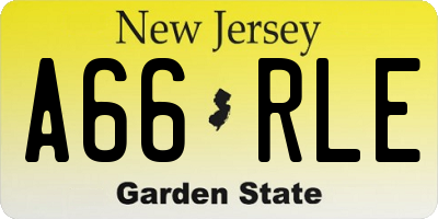 NJ license plate A66RLE