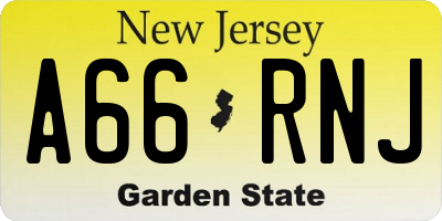 NJ license plate A66RNJ