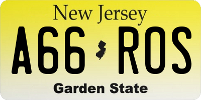 NJ license plate A66ROS