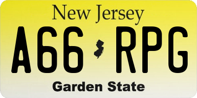 NJ license plate A66RPG